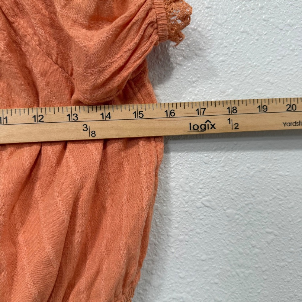 American Eagle Orange Cropped Square Neck Lace Trim Off Shoulder Top M - Picture 5 of 7